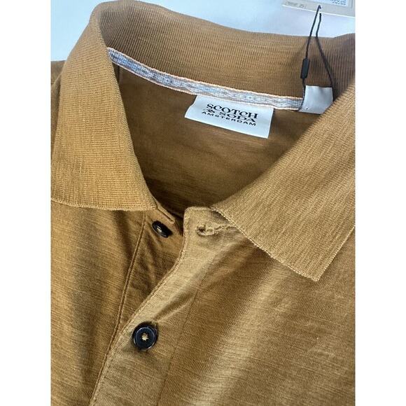 Scotch & Soda Men’s Short Sleeve Polo Shirt Large Golden Rust Yellow Brown - Picture 6 of 10